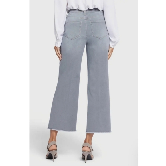 NYDJ Teresa Wide-Leg Frayed Edge Button Fly Jeans In Rocksand - Picture 2 of 15